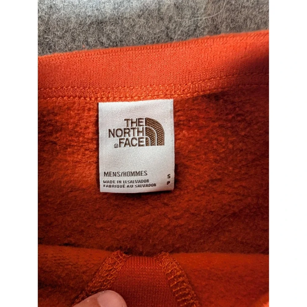 The North Face Mens Heritage Crewneck Sweatshirt Orange Fleece Logo Patch S